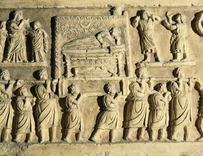 Rilievo che raffigura una scena funebre da Roman